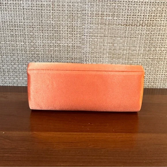 🌟2xHP🌟VTG 2000s Orange Satin Rose Evening Bag by Jessica McClintock - Picture 11 of 14
